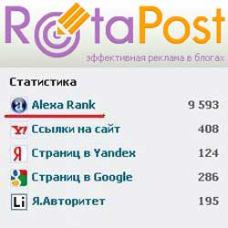 RotaPost учитывает Alexa Rank RotaPost учитывает Alexa Rank