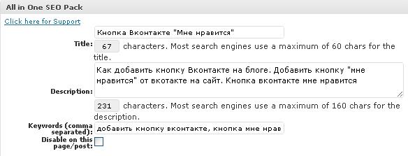 панель плагина all in one seo pack панель плагина all in one seo pack